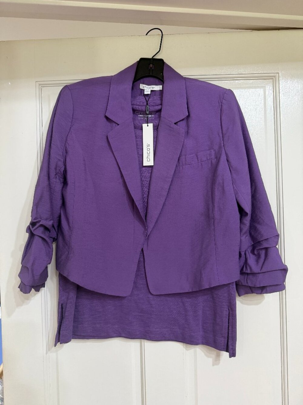 New with Tags$150 Chico's 2pc Jacket and Top Purple sz 0
